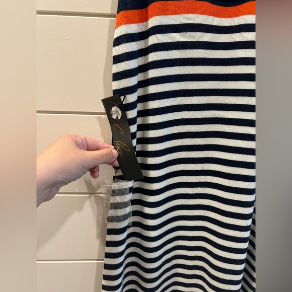 Trina Turk Striped Maxi Dress with Orange Accent Size L - Picture 5 of 7
